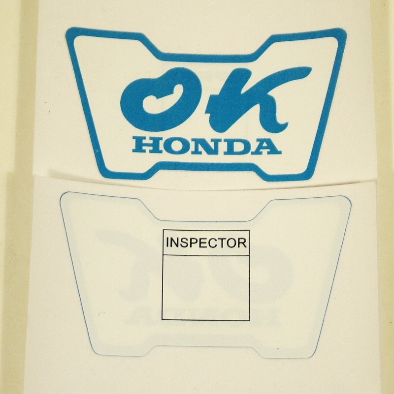 2 Restoration 'OK HONDA' labels/stickers engine bay & window